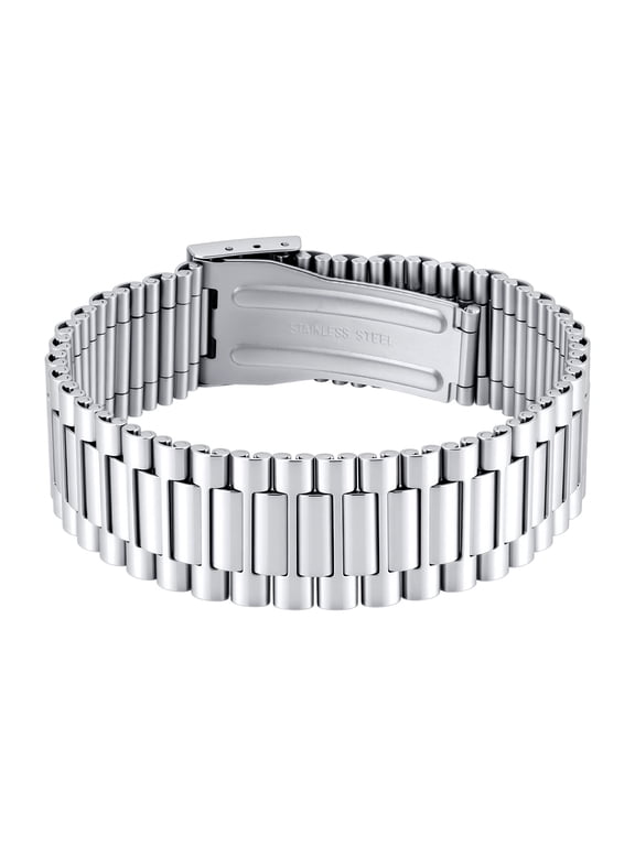 Stainless Steel Watch Band Link Bracelet for Men, Silver or Gold Gift Jewelry