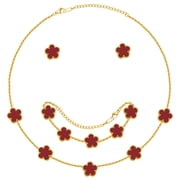 VNOX VNOX 18K Gold Plated Five-Leaf Clover Jewelry Set Single-Layer Necklace + Adjustable Bracelet + Earrings - Lucky Gifts for Women Mom/Wife/Daughter/Friends