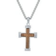 thumbnail image 1 of VNOX Wooden Cross Necklace for Men, Bubinga Masculine Mens Cross Necklaces Christian Black Stainless Steel Wood Crucifix Pendant, Includes 24" Box Chain, 1 of 5