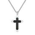 thumbnail image 1 of VNOX Wooden Cross Necklace for Men, Real Ebony Inset In Silvery Stainless Steel Christian Wood Crucifix Pendant, Includes Necklace 24" Chain, 1 of 6