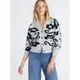 thumbnail image 1 of Free Assembly Women’s Floral Pattern V-Neck Cardigan Sweater, Midweight, Sizes XS-XXL, 1 of 5