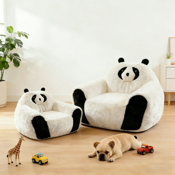 VNT 2PCS Bean Bag Chair for Adults & Kids,Soft Lazy Sofa with Back Support and Filling for Living Room, Bedroom, Game Room(3.5FT&2.5FT)