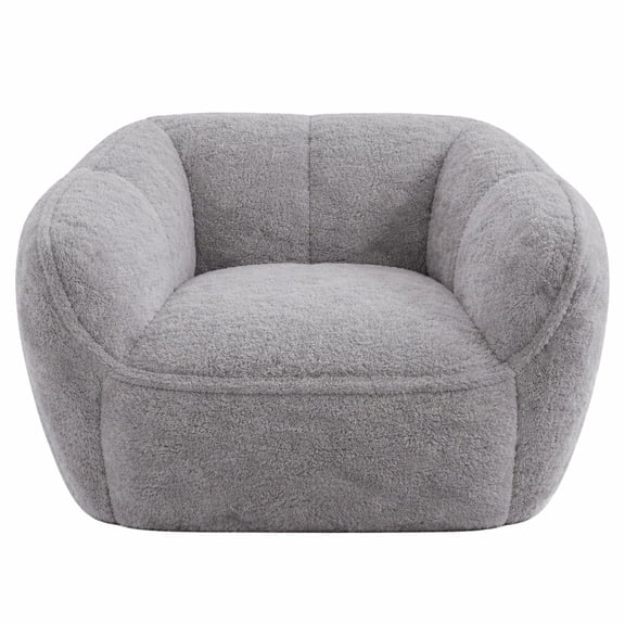 Palifte 3.6FT Bean Bag Chair for Adults & Kids, Compressed Foam Faux Rabbit Fur Fabric Bean Bag with Back Support for Living Room, Bedroom, Gray