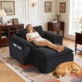 thumbnail image 1 of Fnkosi 63" Oversized Chaise Lounge Indoor, Chenille Boneless Chair with Deep Seat & Movable Ottoman for Living Room, No Assembly Required , Black, 1 of 9