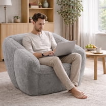 VNT Bean Bag Chair for Adults & Kids, Zone Support Faux Rabbit Fur Chair for Living Room, Bedroom, Teen's Room, Gray