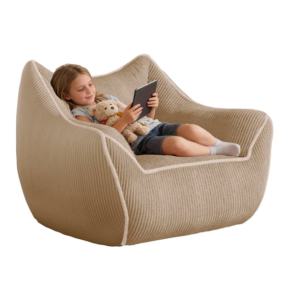 Palifte Bean Bag Chair for Kids with Armrests and Back Support, Corduroy Small Beanbag Chairs for Living Room Bedroom, Beige