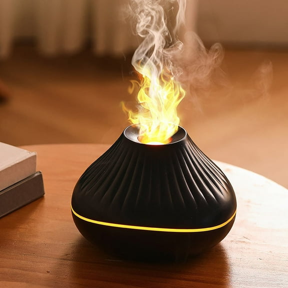 VOAVEKE Air Diffusers For Home,Oil Diffuser,2024 New Colorful Simulation Flame Aromatherapy Machine USB Home Humidifier Crack Flame Bead Aromatherapy Machine