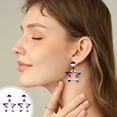 thumbnail image 1 of VOAVEKE American Patriotic Earrings American Flag Red White And Blue Earrings For Women 4th Of July Dangle Earrings For Women, 1 of 5