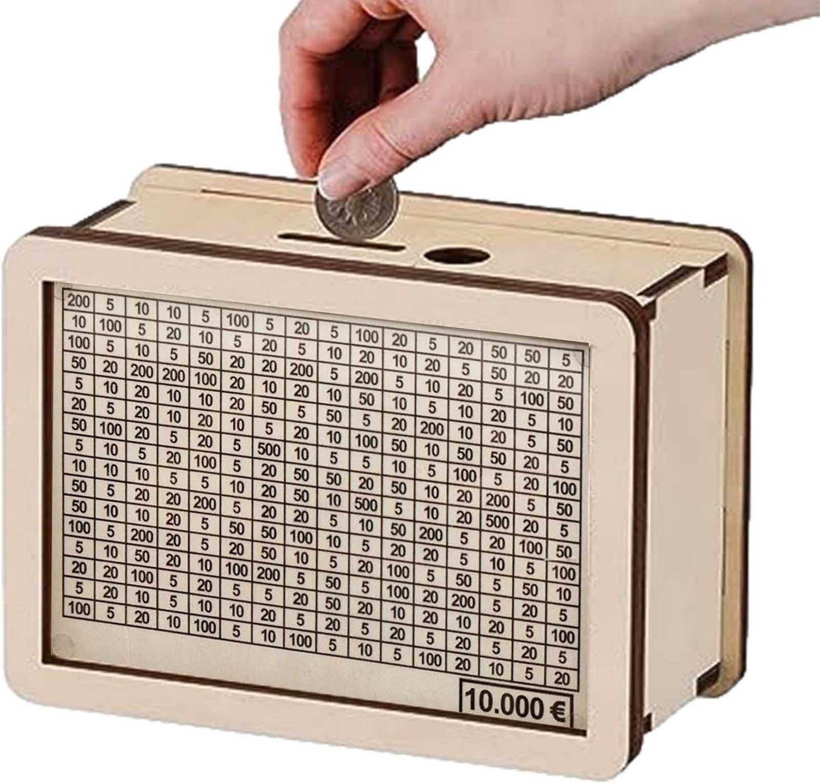 VOAVEKE Cash Box,Money Box,Wooden Money Box With Money And Numbers With ...