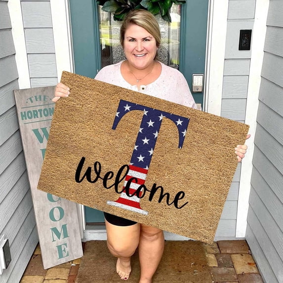 VOAVEKE Independence Day 4th Of July Door Mat Patriotic Doormat Entryway Rug Welcome Independence Day Doormat Stain And Fad Patriotic Decor Welcome Outdoor Mat