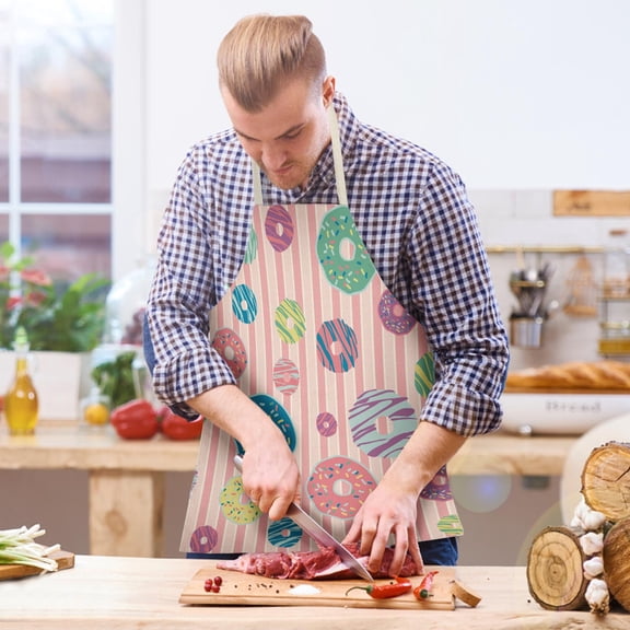 VOAVEKE Kitchen Apron Easter Home Printing Linen Imitation Apron Kitchen Fouling Multi Functional Apron