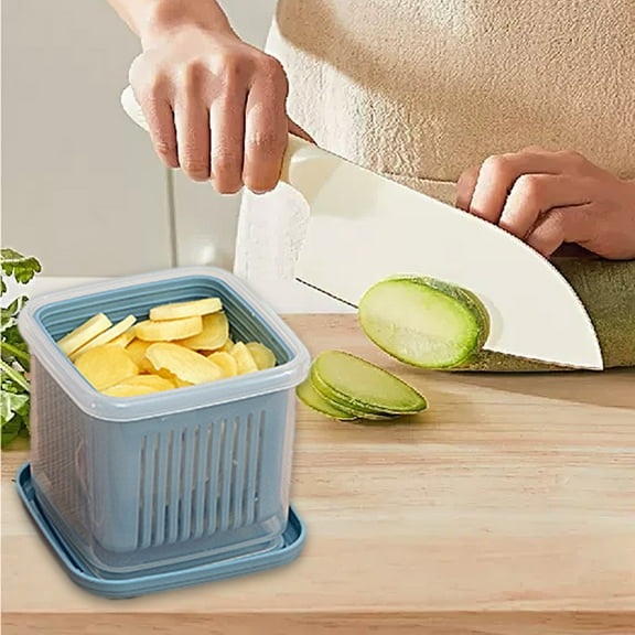 VOAVEKE Kitchen Gadgets And Utensils,Kitchen Gadgets And Tools,Kitchen Ginger Garlic Seasoning Drainer Refrigerator Organizer Double Drainage Refrigerator Sealed Storage Boxes