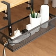 thumbnail image 1 of VOAVEKE Office Supplies, Desk Organizer, No Hole Office Iron Under The Table Carbon Steel Storage Hanging Basket Cable Manager Classroom Adjustable Desk Side Shelves, 1 of 5