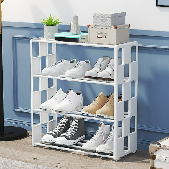 VOAVEKE Shoe Rack,Shoe Rack Shoe Rack Storage Organizer With 4 Tiers Metal Shelves For Bedroom Closet Entry Dorm Room