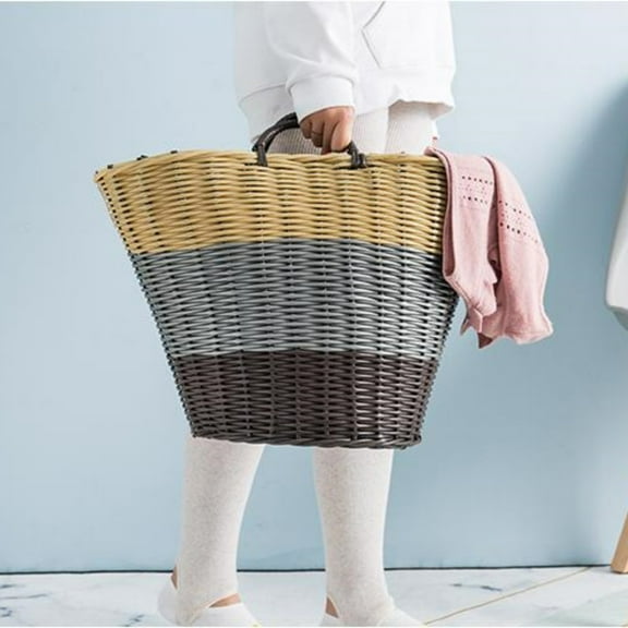 VOAVEKE Storage Bins With Lids,Storage Boxes,Laundry Basket Clothes Basket Plastic Woven Basket For Toys Laundry Storage Box Bucket Household Storage Basket Lasting Laundry Bucket Dirty Clothes
