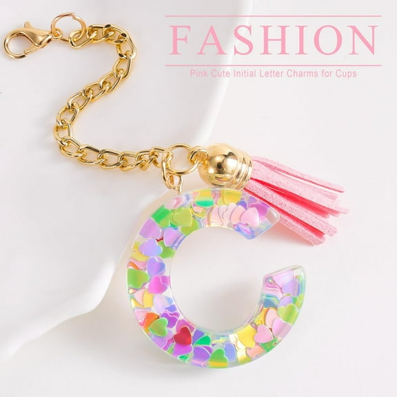 VOAVEKE Summer Decorations For Home,CCINPPY Letter Accessories For Cup 1 PCS Cute Initial Keychain Handle For Tumbler For Women Girls