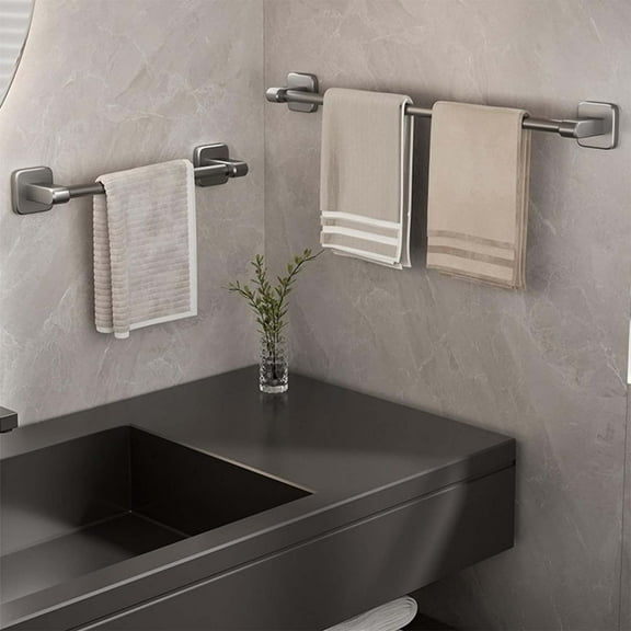 VOAVEKE Towel Racks Bathroom Towel Bar- Towel Racks For Bathroom Wall Mounted- Heavy Duty Bath Hand Towel Organizer- Modern Home Decor Towel Rod- Gray Single Bar