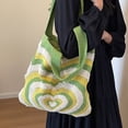 thumbnail image 1 of VOAVEKE Valentines Day Gifts, Valentines Day Decorations, Love Heart Arrange Dough Twists Knitted Tote Bag Women Knitting Wool Handbag Purse Winter Warm Shoulder Bags, 1 of 5