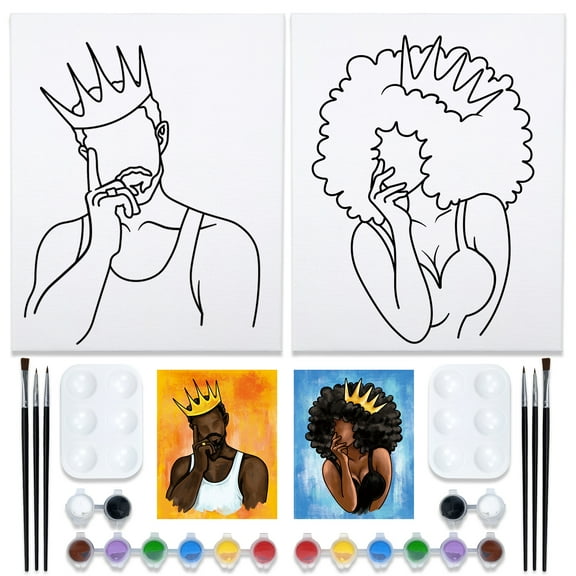 VOCHIC Afro King Queen Canvas Painting Art Kit 2 Piece