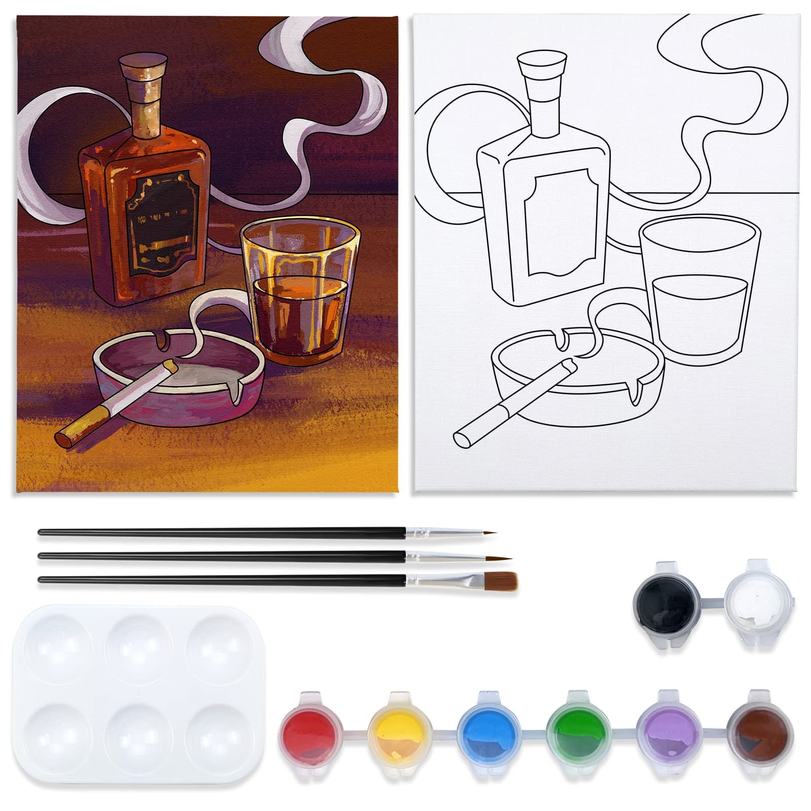 VOCHIC 8x10 Canvas Painting Kit Pre Drawn Canvas for Painting for ...
