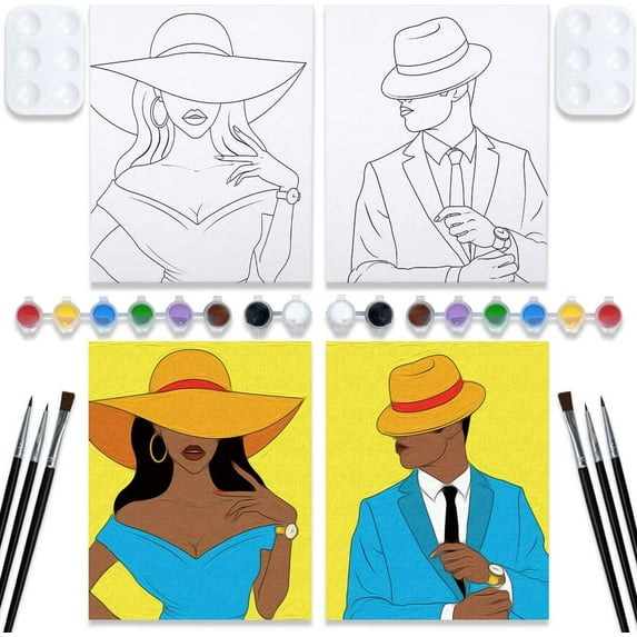 VOCHIC Canvas Painting Kit Couples Paint Party Art and Craft Kit (2 Piece)