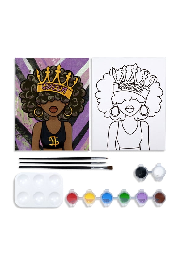 Canvas Painting Kit Pre Drawn Canvas for Painting for Adults Party Kits Paint and Sip Party Supplies 8x10 Canvas to Paint 8 Acrylic Colors,3 Brush,1 Pallet Paint Art Set