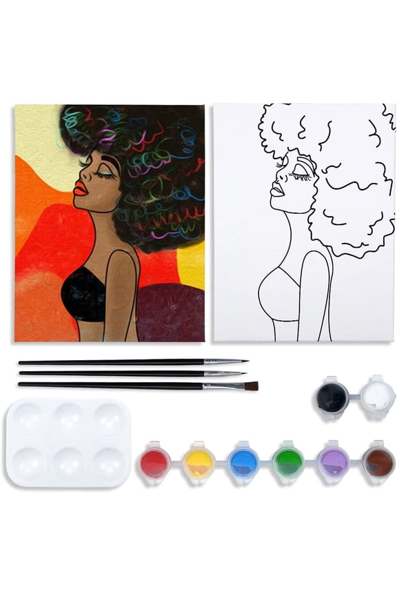 Pre Drawn Canvas Painting Art Kit (8 Piece)
