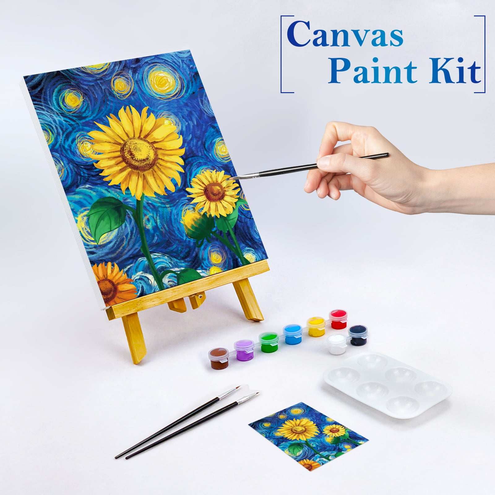Ctosree 12 Pack Pre-Drawn Canvas Painting Kit - 10x8 Inch, Summer Theme, With Paints & Brushes
