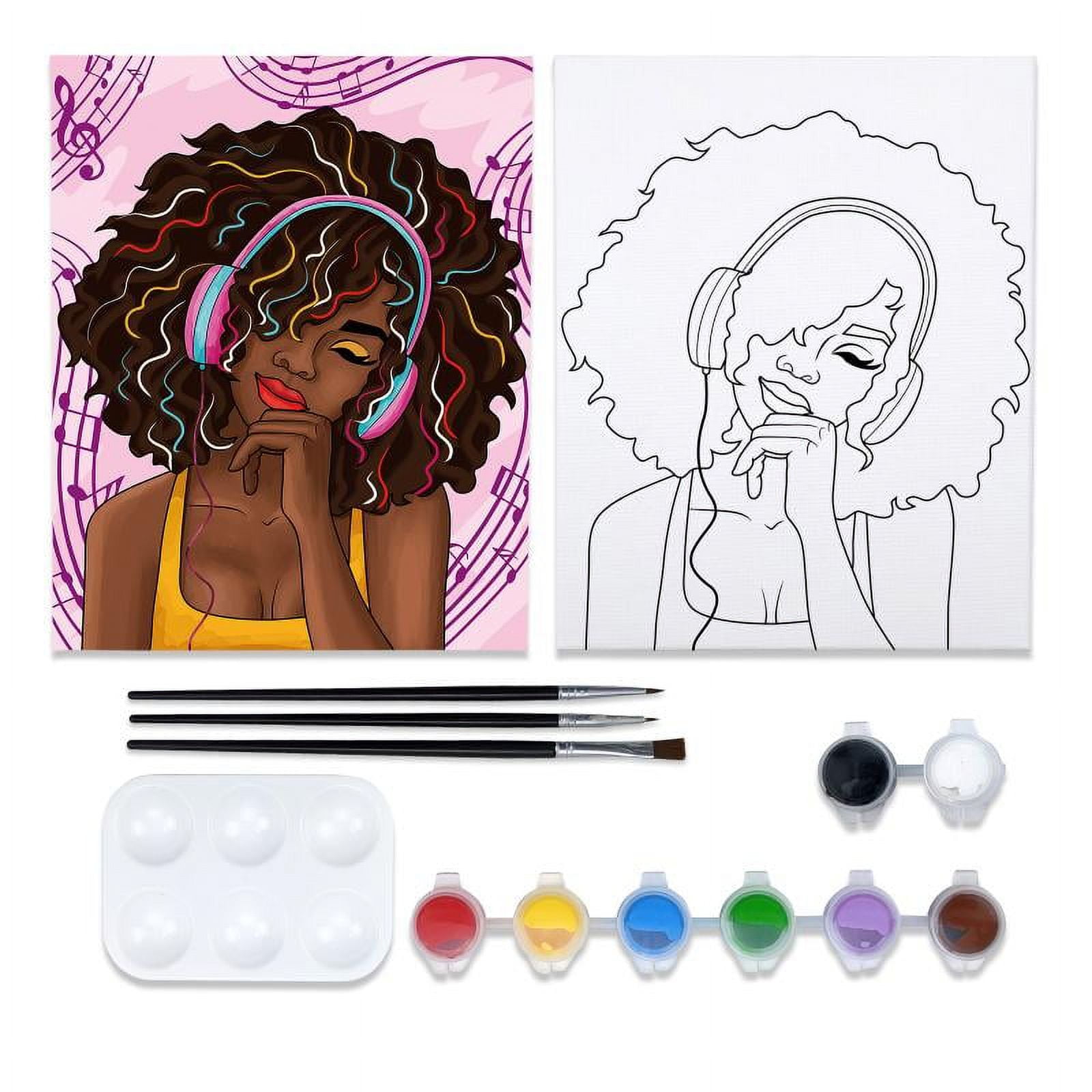VOCHIC Sip And Paint Set – Vorgezeichnete Leinwand Für Paare, Mit Acrylfarben & Pinseln – Perfekt Für Date Night, Valentinstag & Malpartys (2 Stück, 20x25 Cm)