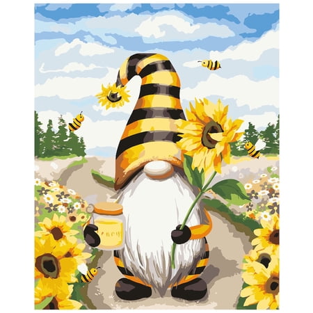 VOCHIC DIY Paint by Number for Adults & Kids Gnome Canvas Paint Kit with A Set of Acrylic Paint and Brushes 16x20 In(Without Frame)