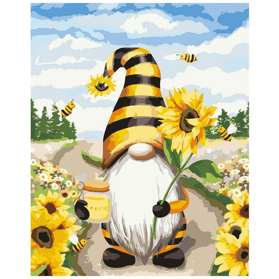 VOCHIC DIY Paint by Number for Adults & Kids Gnome Canvas Paint Kit with A Set of Acrylic Paint and Brushes 16x20 In(Without Frame)