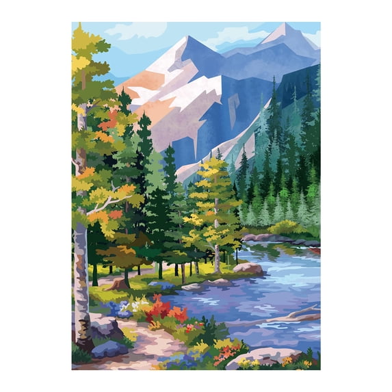 VOCHIC Diamond Art Painting Kits, Mountain Landscape Diamond Art Kits for Adults, DIY 5D Full Round Drills Embroidery Pictures Arts Craft for Gift Home Wall Decor (12 X 16 inch)