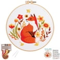 thumbnail image 1 of VOCHIC Fall Fox Embroidery Kits for Beginners with Autumn Animal pattern,Adults Starter Cross Stitch Kit DIY Needlepoint Kits, 1 of 7