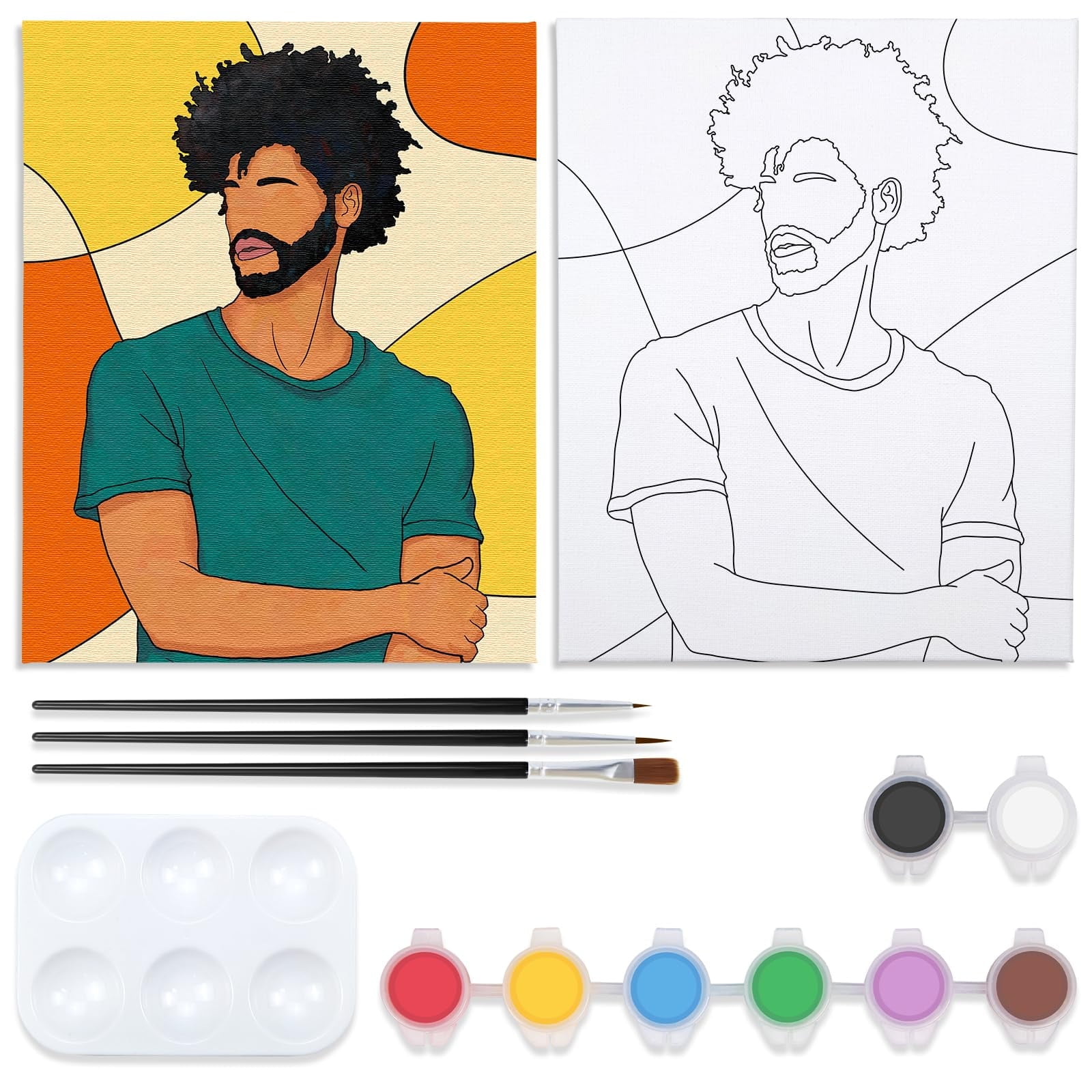 VOCHIC Paint and Sip kit Pre Drawn Canvas Painting Kit for Adults Kids ...