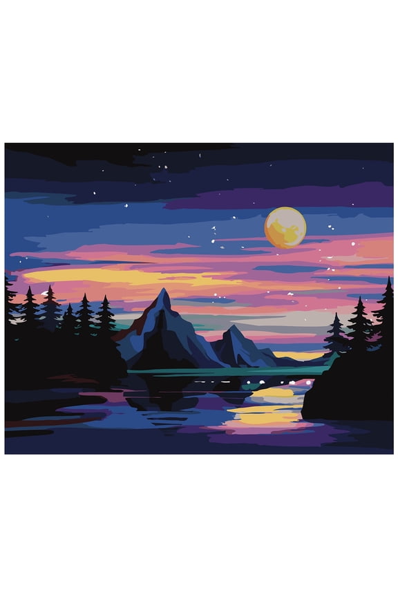 Paint by Number for Adults Beginner Moon Landscape Paint Kits on Canvas 16x20 Inch (Without Frame)