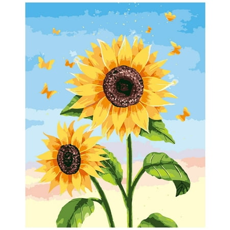 VOCHIC Paint by Number for Adults Beginners Kids DIY Paint Kits on Canvas Sunflower Digital Painting Kit 16x20 Inch (Without Frame)