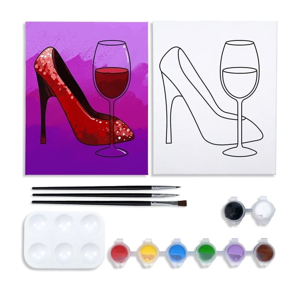 VOCHIC Pre Drawn Canvas Painting Art Kit, 12 Piece