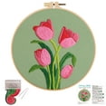 thumbnail image 1 of VOCHIC Tulip Embroidery Kits for Beginners,Cross Stitch Kit for Adults,DIY Needlepoint Kits for Starters Including Embroidery Cloth Floral Pattern and Instructions, 1 of 7
