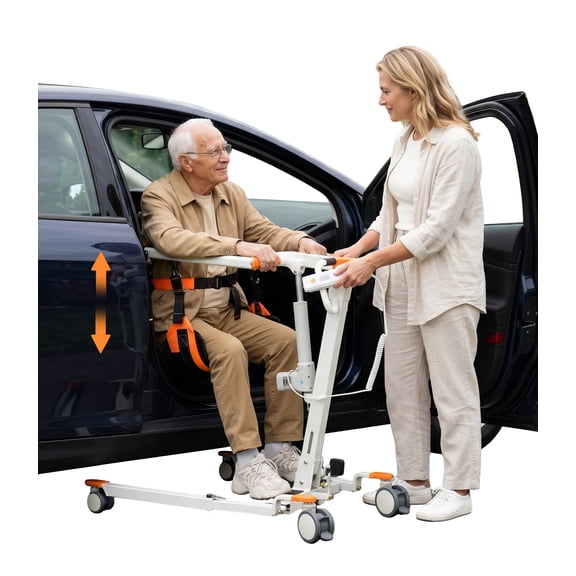 VOCIC Electric Patient Lift for Car Transfer, Portable Hoyer Lift with Adjustable Base, Rechargeable Transfer Chair Assist for Elderly, 330lb Capacity, AY33