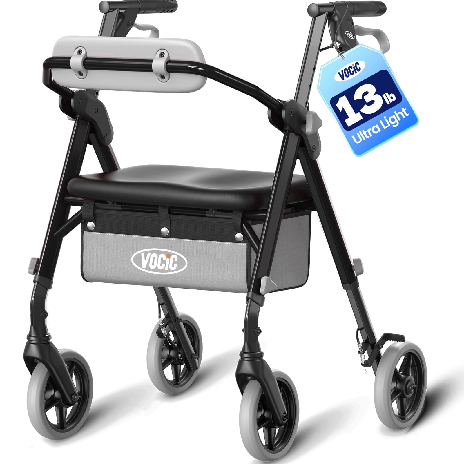 VOCIC Z11 Lightweight Foldable All-Terrain Wheels Rollator Walker