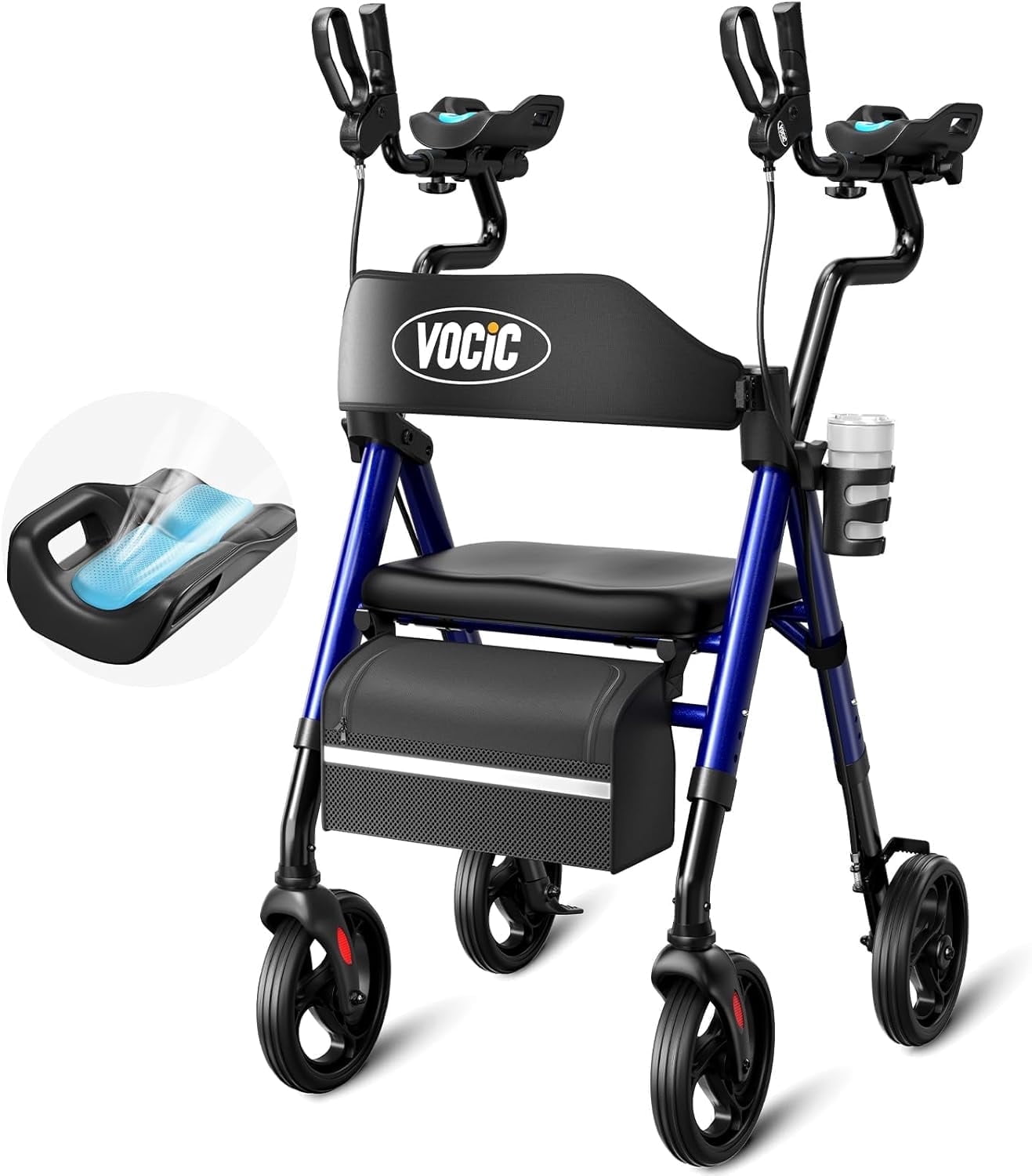 VOCIC Z22 Upright Rollator Walker with Adjustable Armrests