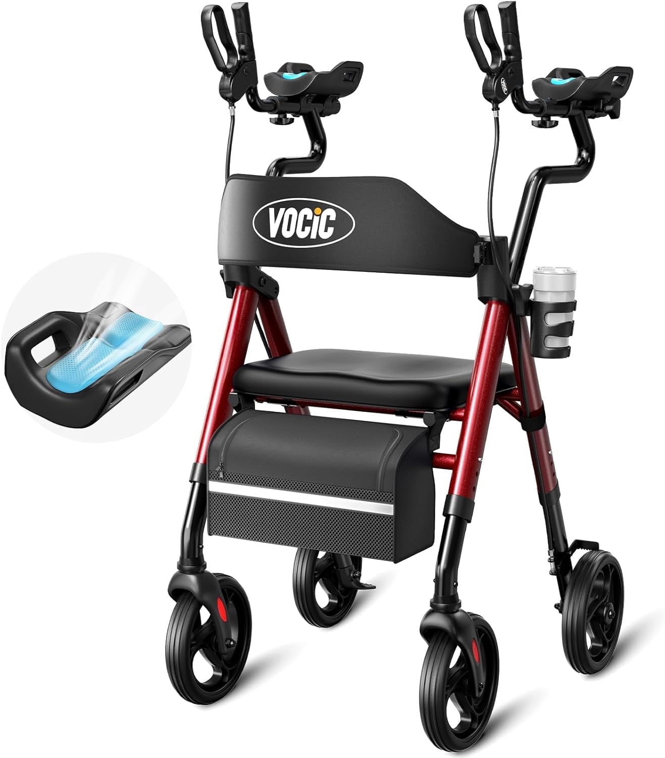 VOCIC Z22 Upright Rollator Walker with Adjustable Armrests
