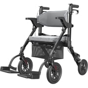 VOCIC Z51 Foldable 4-Wheel Rollator with Seat, Transport Chair & Dual Brakes, Black, 300 lb Limit