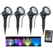 VOCOCIDOL Color Changing LED Landscape Lights 12W Landscape Lighting IP66 Waterproof LED Garden Pathway Lights Walls Trees Outdoor Spotlights with Spike Stand, Outdoor Landscaping Lights, 4 Pack