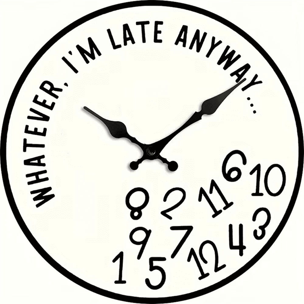 VOCOO 10'' Abstract Number Round Wall Clocks, Wooden Silent Non Ticking ...