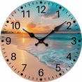 thumbnail image 1 of VOCOO 10-Inch Beach Sunset Wall Clock, Silent Non-Ticking Wooden Round Clock, Battery Operated Decorative Analog Clock for Living Room Bedroom Kitchen Bathroom, 1 of 10