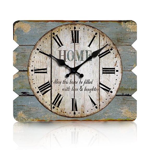 VOCOO 12" Square Wooden Wall Clock, Vintage Rustic HOME Decorative Silent Non-Ticking Quartz Clock for Living Room Bedroom Kitchen Farmhouse Home Decoration Battery Operated