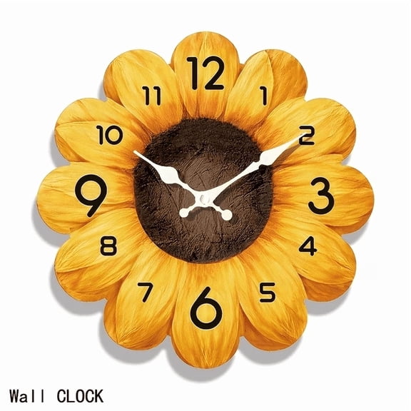 VOCOO 12" Irregular Shaped Sunflowers Wall Clock, Silent Non-Ticking Analog Wood Clock ,Ideal Gift for All Ages
