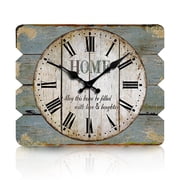 VOCOO 12" Square Wooden Wall Clock, Vintage Rustic HOME Decorative Silent Non-Ticking Quartz Clock for Living Room Bedroom Kitchen Farmhouse Home Decoration Battery Operated