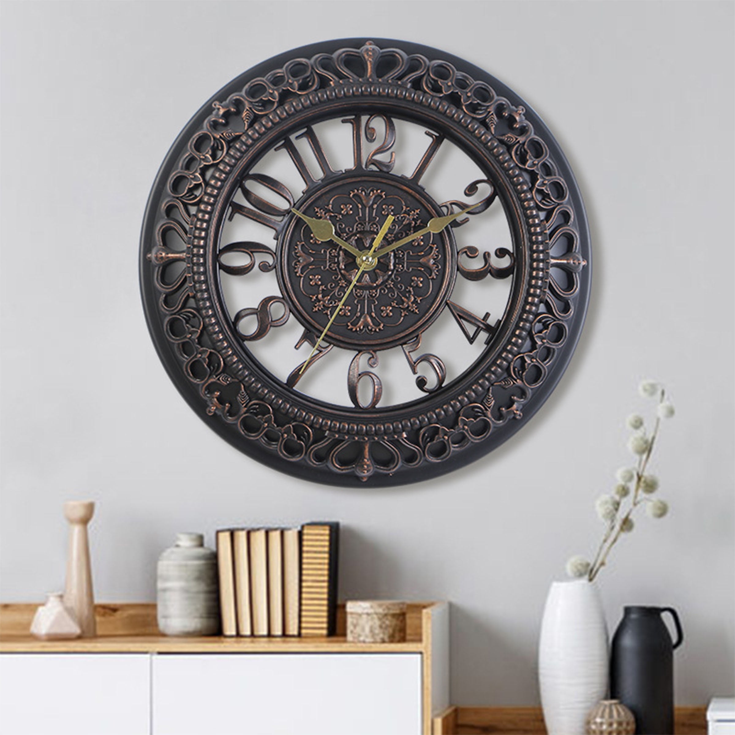 VOCOO 12'' Wall Clock Retro Silent Large Vintage Clocks Decorative for